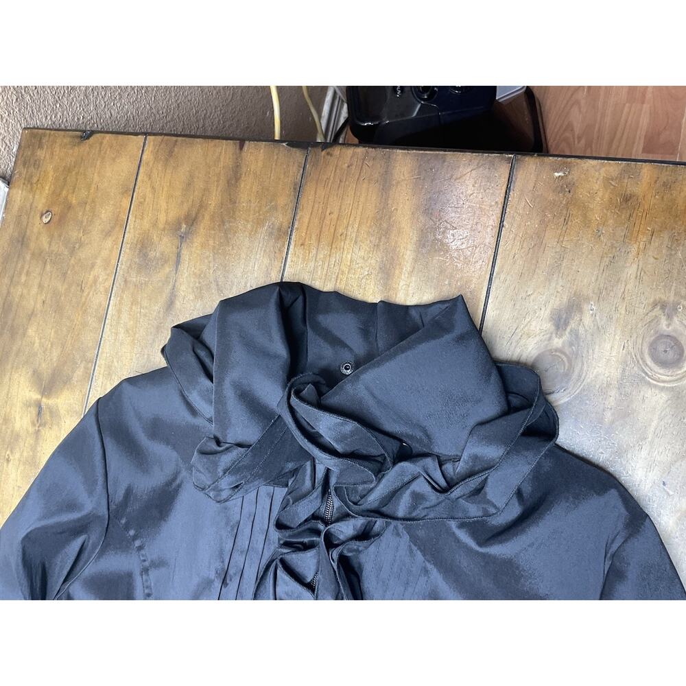 Samuel Dong Bubble Coat Dress Black Medium Ruffle Trench Goth READ - Picture 3 of 16
